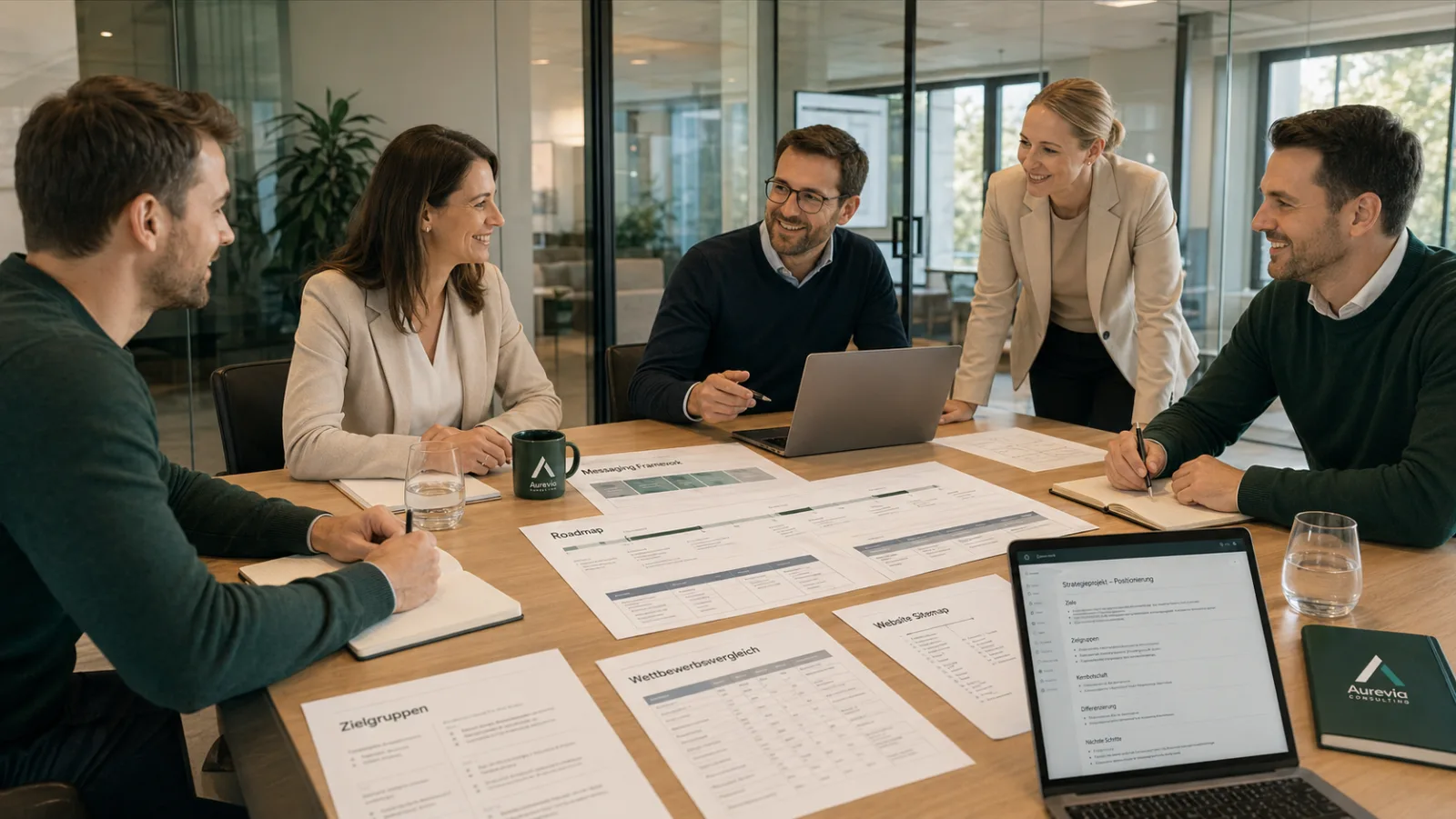 Aurevia Berater im Strategie-Workshop mit Inhabern und Vorstand